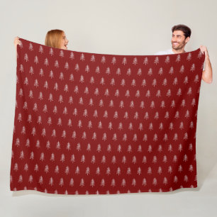 Couverture Polaire Moderne minimaliste Motif d'arbre de Noël rouge