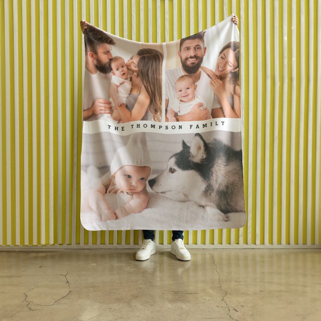 Couverture Polaire Moderne Multi Photo Personnalisé Simple Famille Fa (Personalized family photos fleece blanket.)