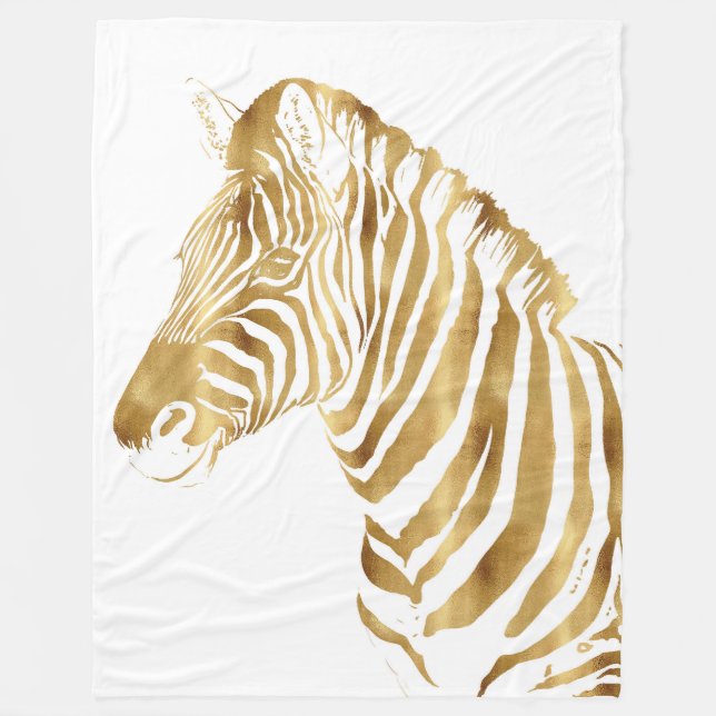 Couverture Polaire Moderne or blanc Zèbre animal Safari Design animal (Devant)