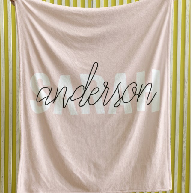 Couverture Polaire Moderne Pastel Rose Beauté Personnalisée Vous Nom (Créateur téléchargé)