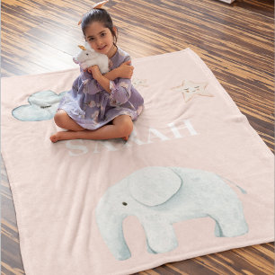 Couverture Polaire Moderne Pastel Rose & Bleu Nom de l'enfant