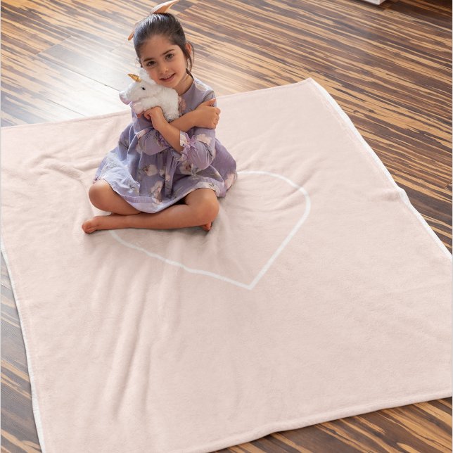 Couverture Polaire Moderne Pastel Rose & Coeur Minimaliste Beau Cadea (Créateur téléchargé)