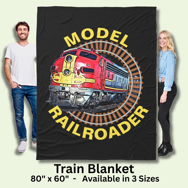 Couverture Polaire Modifier le modèle de texte Railroader Red Yellow  (Créateur téléchargé)