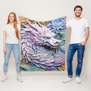 Couverture Polaire Modifier le texte, Soft Pastels 3D Effect Dragon 5