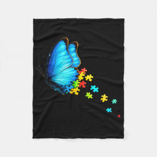 Couverture Polaire Mois de la sensibilisation à l'autisme Papillon bl