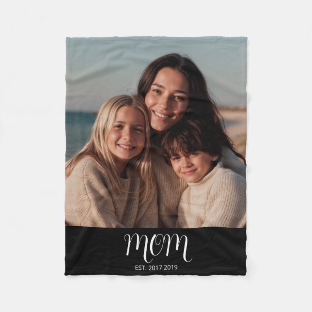 Couverture Polaire Mom Established Black Modern Script Photo  (Devant)