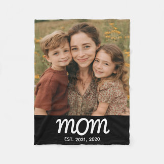 Couverture Polaire Mom Established Black Modern Script Photo