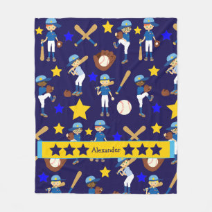 Couverture Polaire Mon équipe de baseball Kids Blue Gold