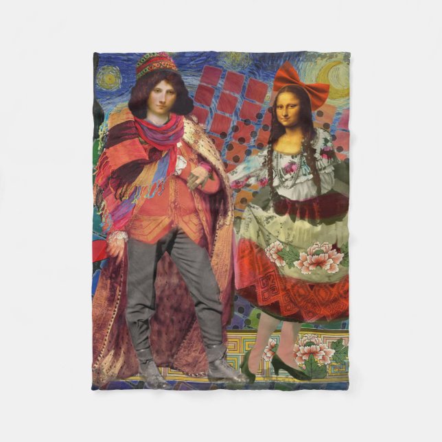 Couverture Polaire Mona Lisa Romantique Drôle Coloré Travail d'art (Devant)