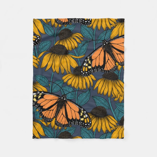 Couverture Polaire Monarch butterfly on yellow coneflowers (Devant)