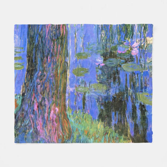 Couverture Polaire Monet - Saule plumant et étang d'eau, (Devant (Horizontal))