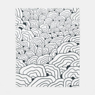 Couverture Polaire Monochrome Wave Pattern,  Modern Abstract Line Art