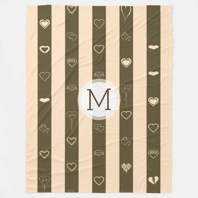Couverture Polaire Monogram Donkey Brown Stripes Moderne Motif de coe (Devant)