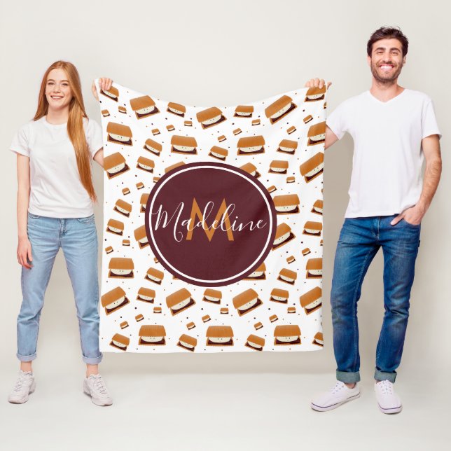 Couverture Polaire Monogramme alimentaire Nom S’more Motif (En situation)