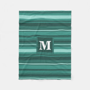 Couverture Polaire Monogramme bandes turquoises