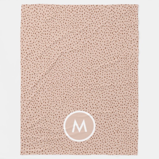 Couverture Polaire Monogramme beige tendance avec Boho en terre cuite (Devant)
