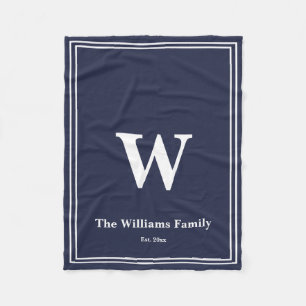 Couverture Polaire Monogramme blanc de nuit simple et nom