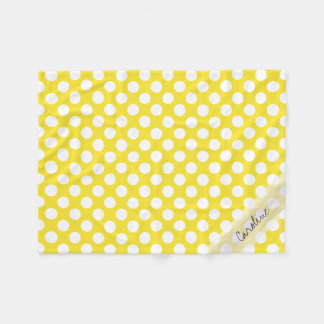 Couverture Polaire Monogramme Blanc Jaune Tendance Motif de Poche Fun