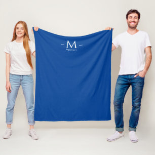 Couverture Polaire Monogramme bleu profond tendance Modèle personnali