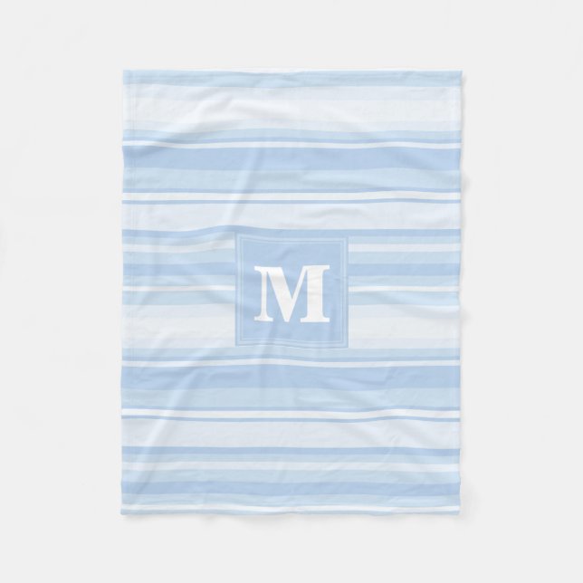 Couverture Polaire Monogramme Bleu rayures (Devant)