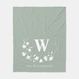 Couverture Polaire Monogramme classique Nom de la couronne florale en