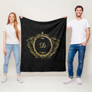 Couverture Polaire Monogramme de cadre Or de luxe avec dos damassé no