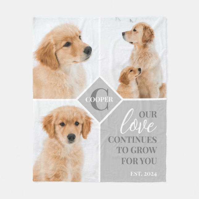 Couverture Polaire Monogramme de chien animal de compagnie moderne 3  (Devant)