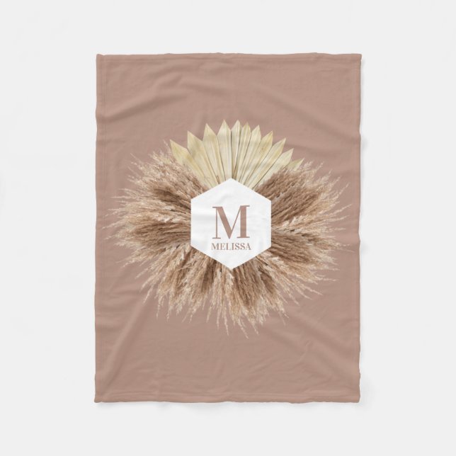 Couverture Polaire Monogramme de couleurs neutres rustiques chaudes (Devant)