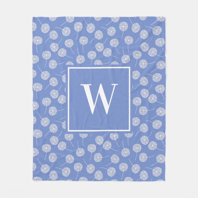 Couverture Polaire Monogramme de famille bleu de Cornflower moderne (Devant)