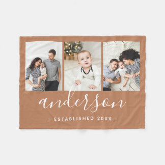 Couverture Polaire Monogramme de famille moderne 3 Collage photo