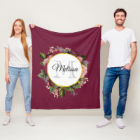 Monogramme de fleurs roses et bordeaux