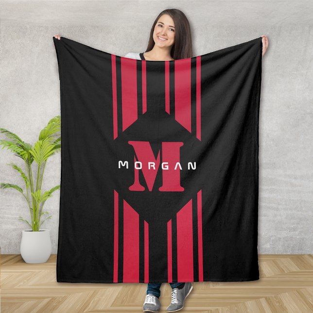 Couverture Polaire Monogramme de la bande de voiture rouge noir (Créateur téléchargé)