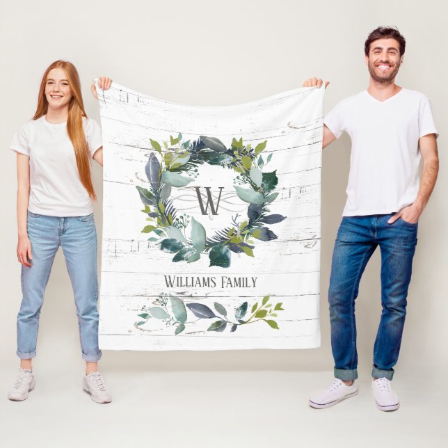 Couverture Polaire Monogramme de la famille de couronnes de Laurel Ru (En situation)