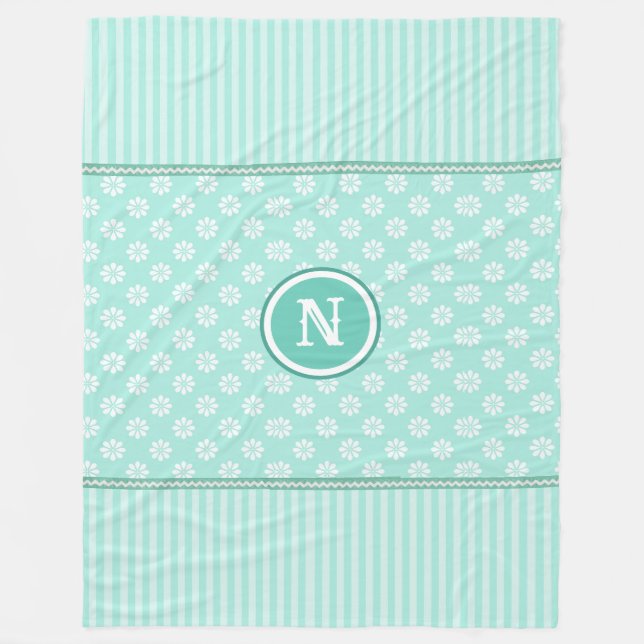 Couverture Polaire Monogramme De Monnaie Vert Et Blanc (Devant)