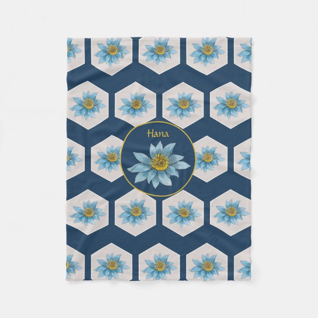 Couverture Polaire Monogramme de Motif de Lily géométrique japonais (Devant)