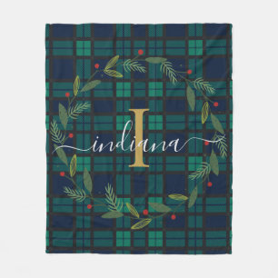 Couverture Polaire Monogramme de Noël Plaid Tartan