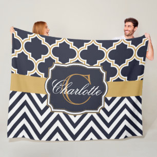 Couverture Polaire Monogramme de Quatrefol Chevron