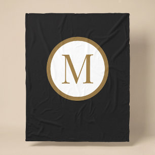 Couverture Polaire Monogramme de sceau central personnalisé noir et o