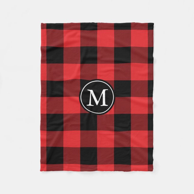 Couverture Polaire Monogramme de vérification des bisons rouges et no (Devant)