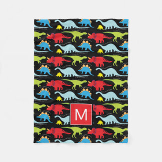 Couverture Polaire Monogramme | Dinosaures colorés