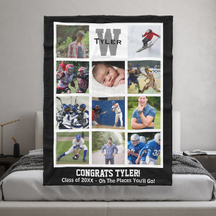 Couverture Polaire Monogramme Diplôme Supérieur Multiphoto Collage