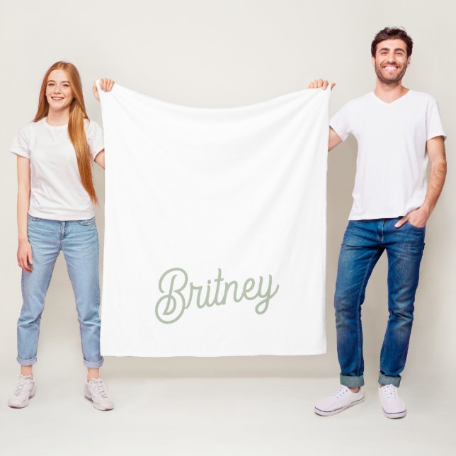 Couverture Polaire Monogramme et nom personnalisés de Sage Vert moder (En situation)