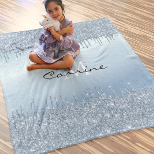 Couverture Polaire Monogramme Ice Blue Driving Parties scintillant No
