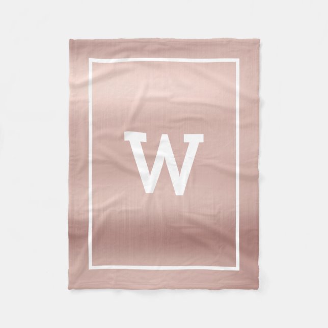Couverture Polaire Monogramme initial rose simple (Devant)