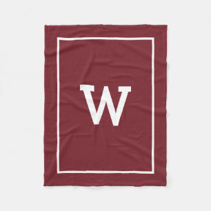 Couverture Polaire Monogramme initial simple rouge Bourgogne