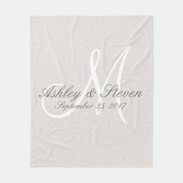 Couverture Polaire Monogramme | Lin rustique (Devant)