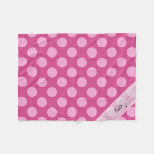 Couverture Polaire Monogramme Magenta Pink Chic Polka Motif