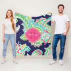 Monogramme Marine et rose Boho Paisley