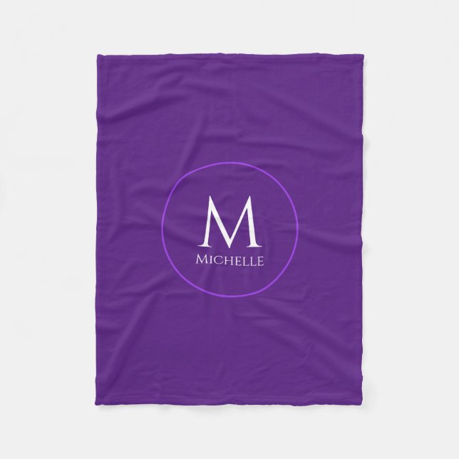 Couverture Polaire Monogramme Modèle initial Royal Purple Personnalis (Devant)