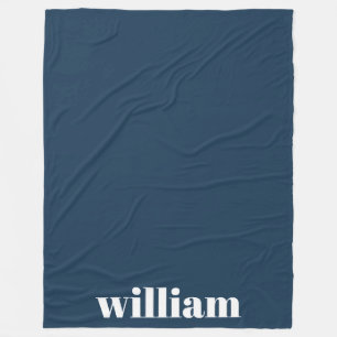Couverture Polaire Monogramme moderne bleu Nom personnalisé